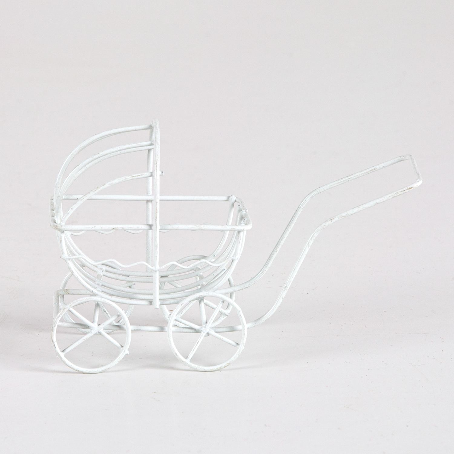 Metal Bebek Arabası 13x8 Cm. Beyaz