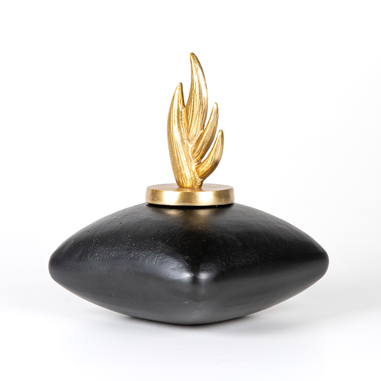 Dekoratif Metal Kapaklı Vazo Siyah-Gold 15x20x15 Cm.