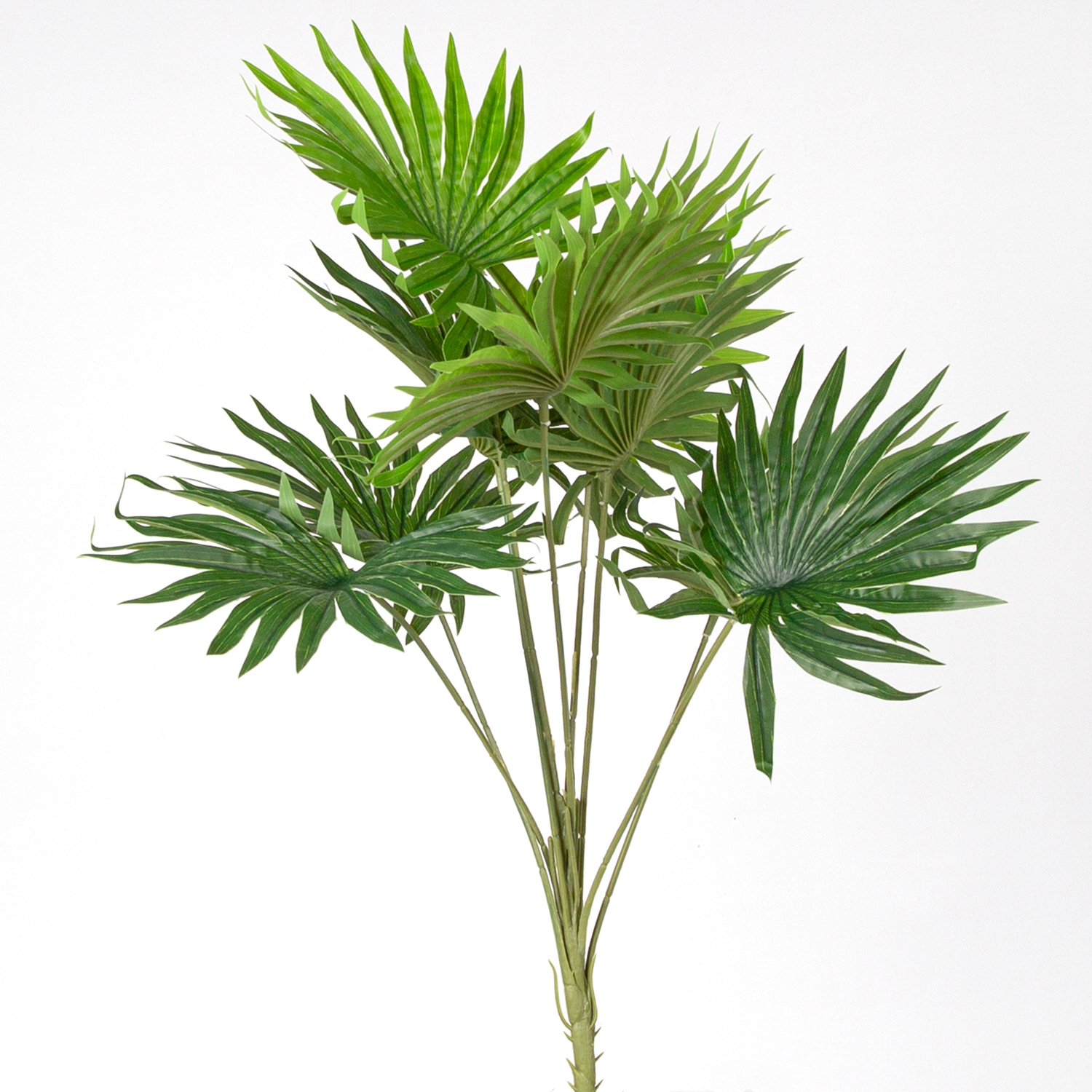 Yapay Bitki Fan Palmiye Demeti Gerçek Dokulu 9 Yaprak Yeşil 48 Cm.