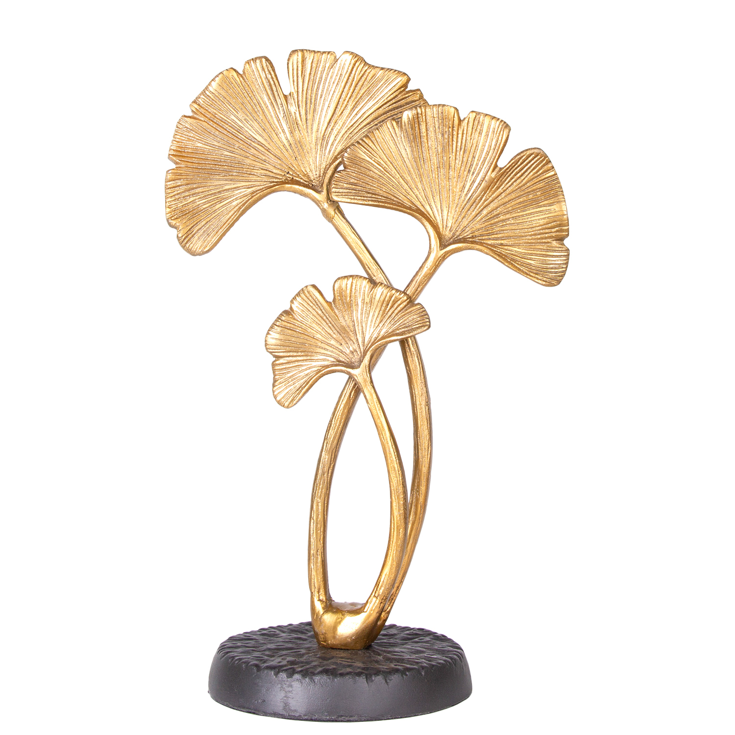 Metal Dekoratif Ginkgo Biloba Ağaç Figürlü Obje Gold-Siyah 15x14x37 Cm. - Herdekora