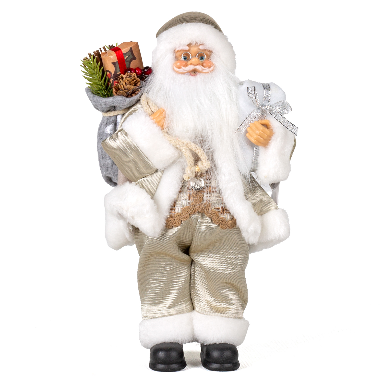 Yılbaşı Hediye Paketi Taşıyan Noel Baba 30 Cm. - Herdekora