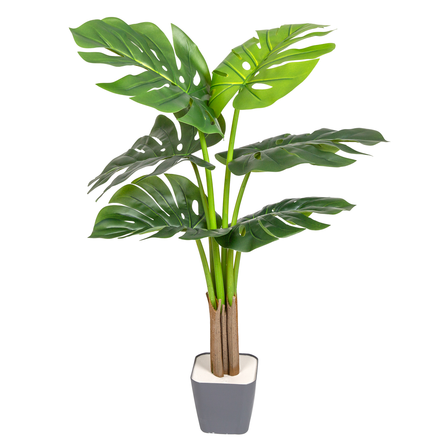 Yapay Ağaç Monstera-Deve Tabanı Gerçek Dokulu 6 Yapraklı Yeşil 85 Cm. - Herdekora