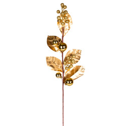 Yılbaşı Çiçeği Pike Berry Gold Simli Gold Yapraklı Yılbaşı Toplu Gold 70 Cm. - Herdekora