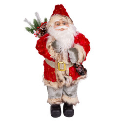 Yılbaşı Noel Baba Gold Hediye Çuvallı Yeşil Pantalonlu Fenerli Kırmızı-Yeşil 45 Cm.