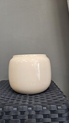 Saksı Seramik Beyaz Bombeli 14x12 Cm.